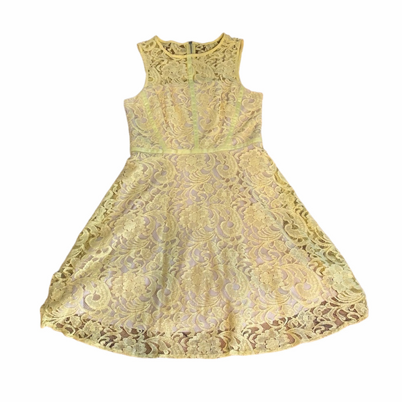 Donna Ricco Dresses & Skirts - Donna Ricco Yellow Lace Dress Size 8